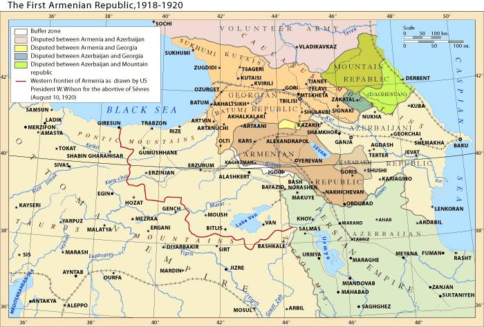 Карта Первой Армянской Республики 1918-1920 гг.